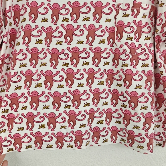 Roller Rabbit Pima Cotton Monkey Printed Short Sleeve Pajama T-shirt Size Small - Picture 8 of 14